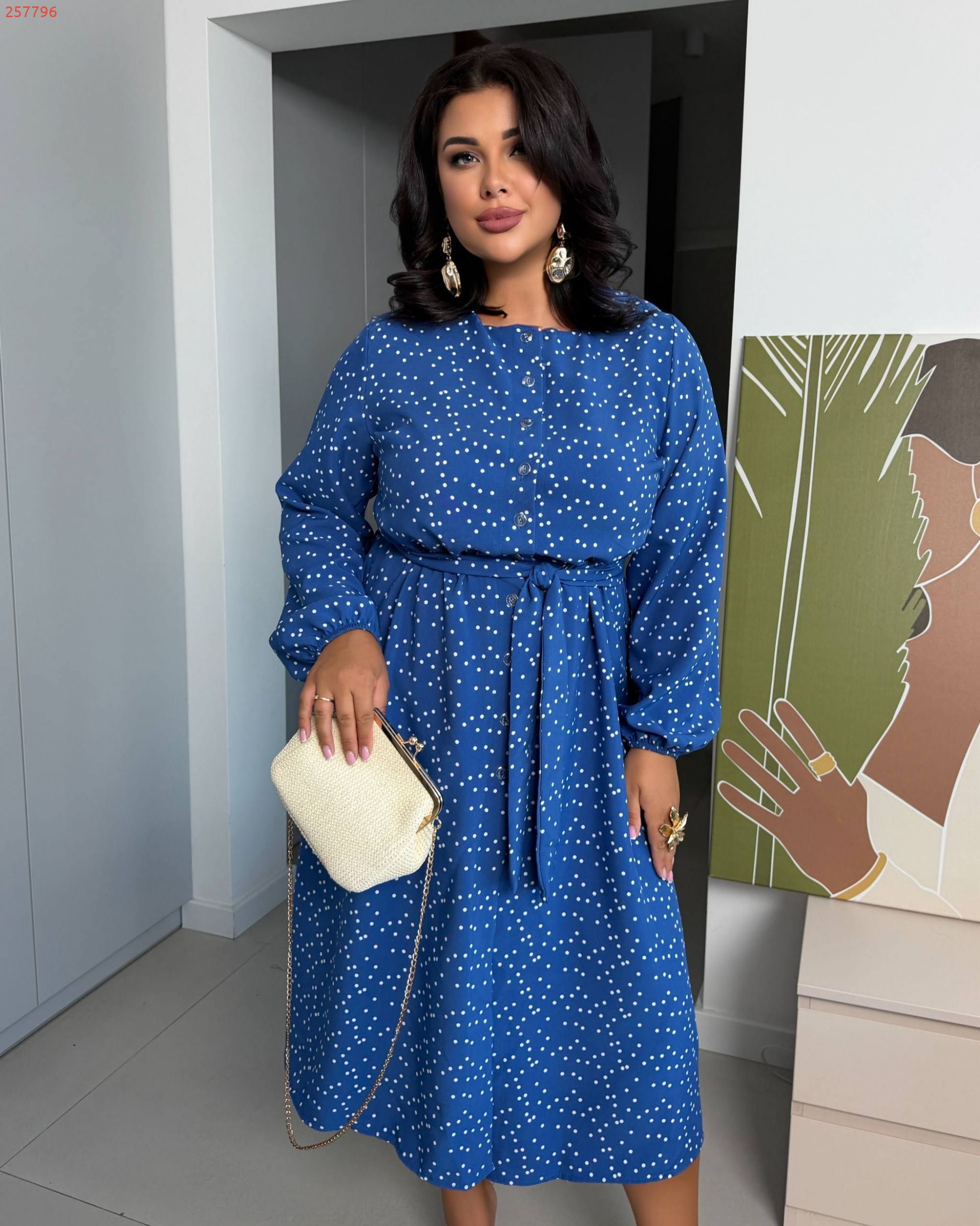 Сукня в горох синя №257796 — фото 2