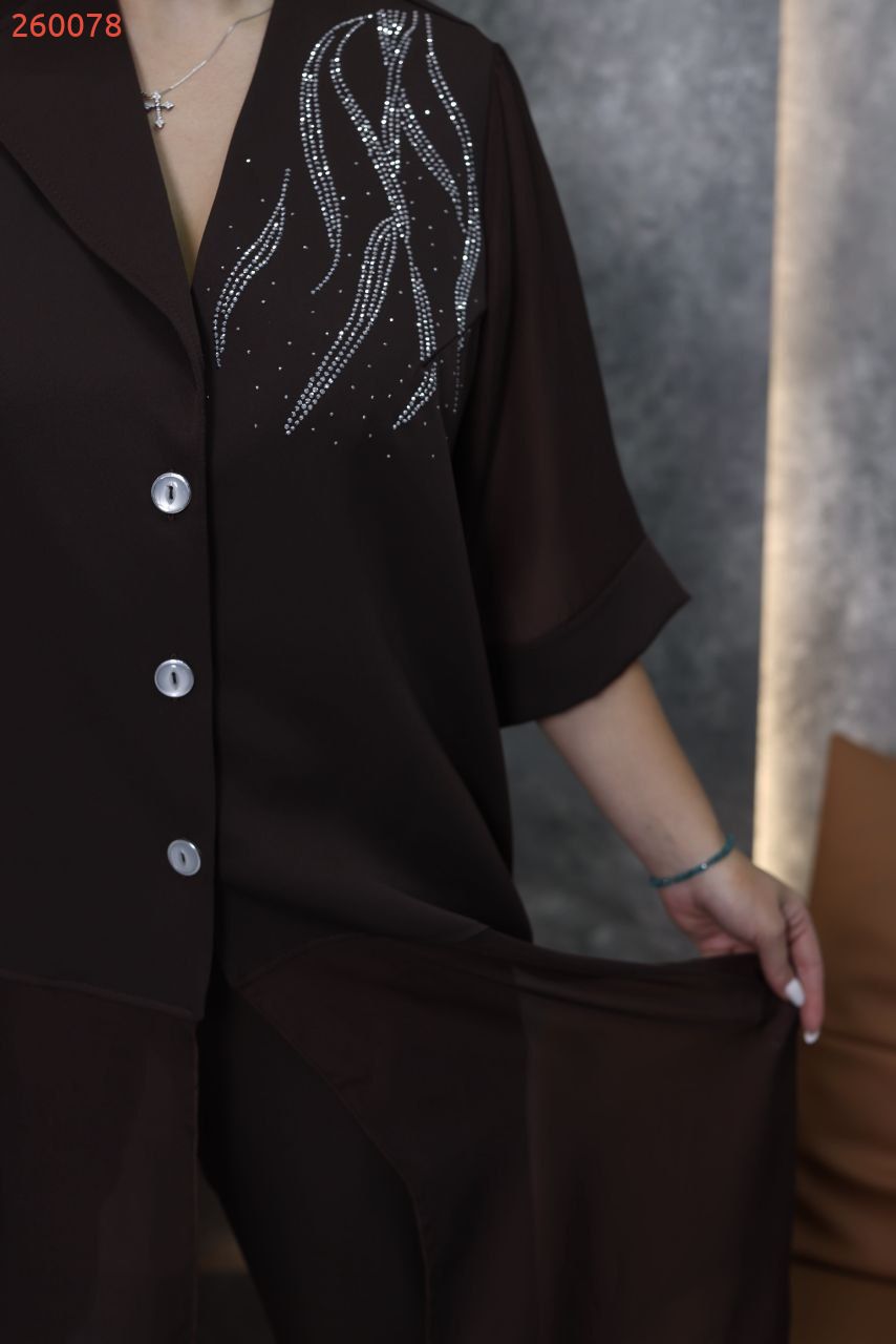 Елегантний жіночий костюм шоколад №260078 — фото 5
