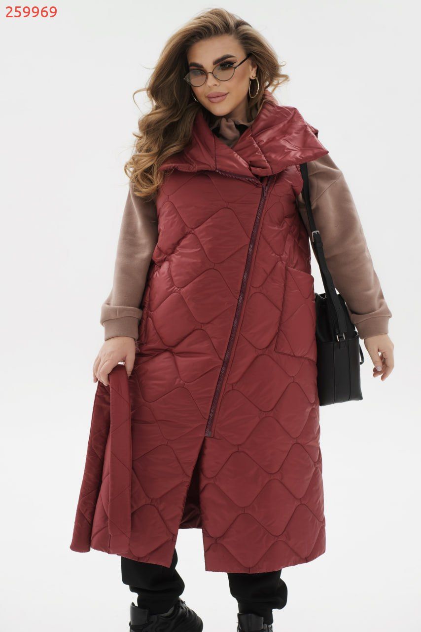 Жилет бордо довгий №259969 — фото 3