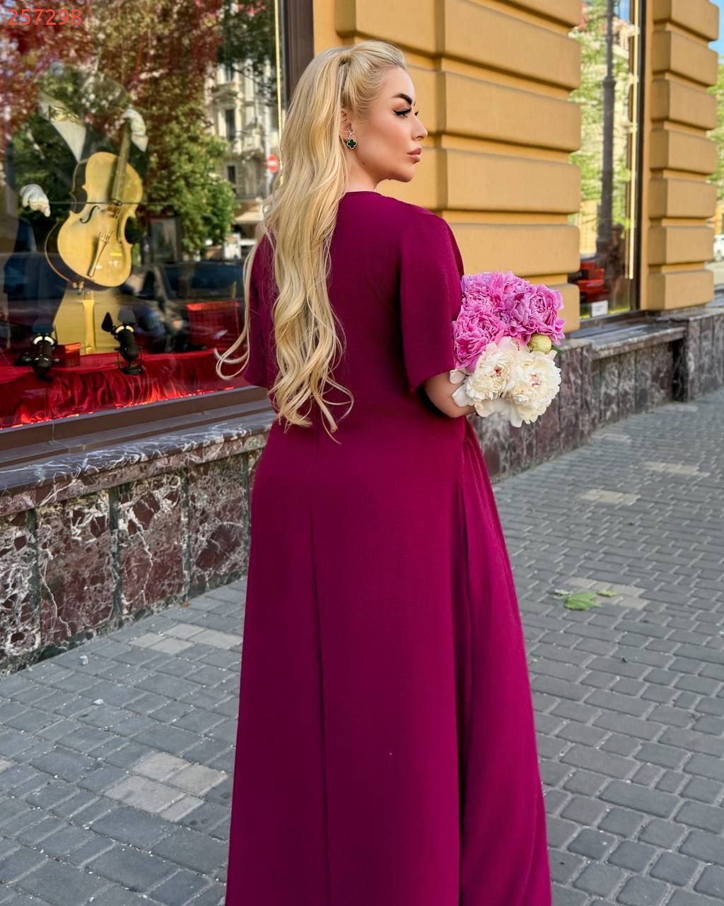 Сукня довга у стилі бохо бордова ВЧ №1031 — фото 5
