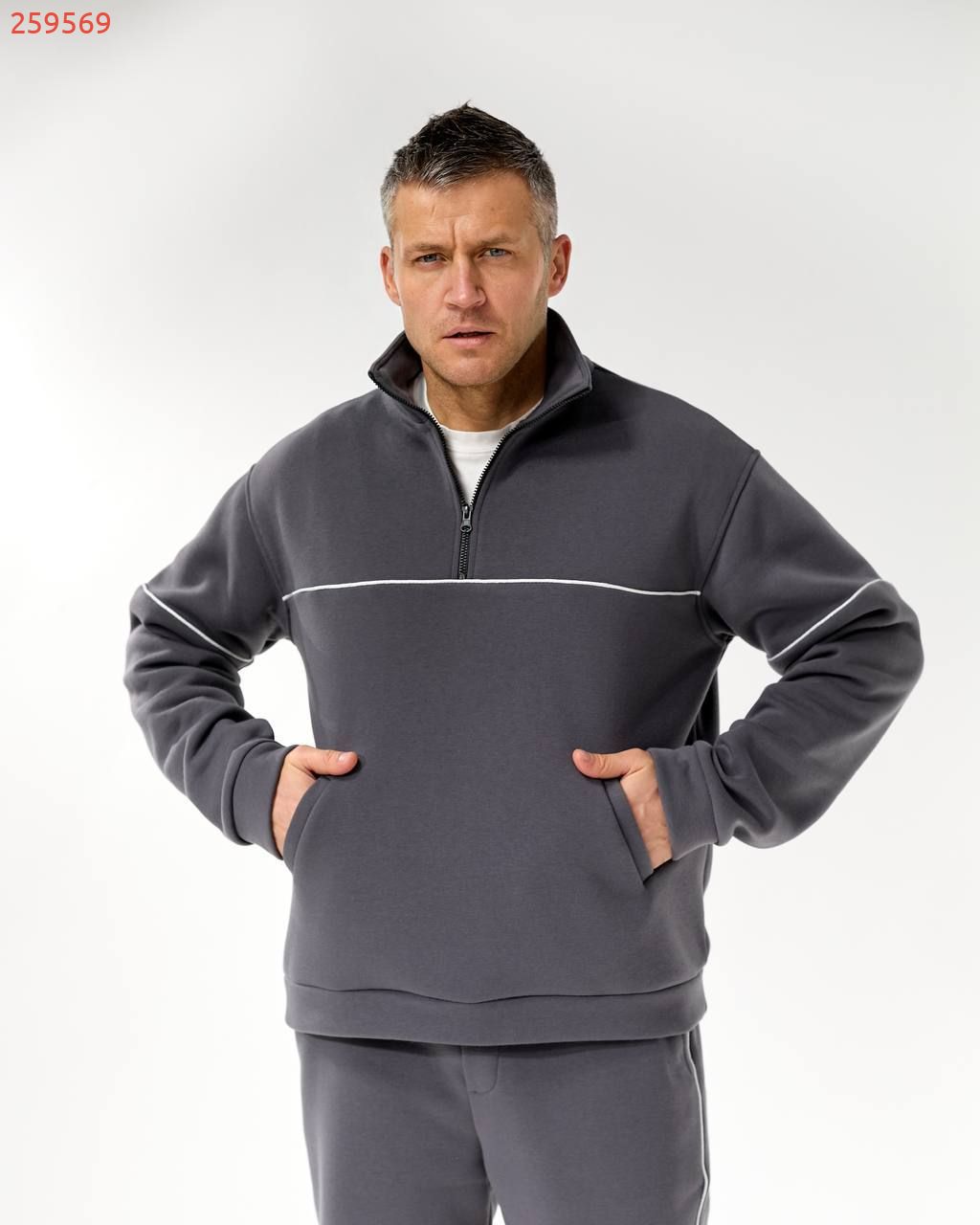 Чоловічий графіт костюм з тринитки на флісі №259569 — фото 3