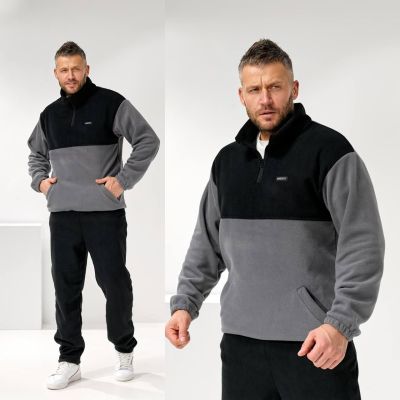 Чоловічий теплий костюм чорний/сірий №259651