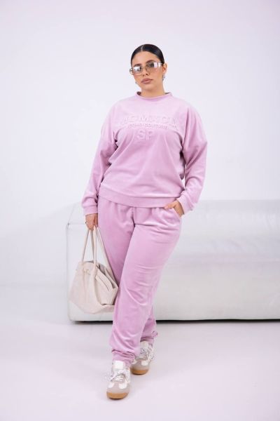 Костюм з велюру рожевий №259277
