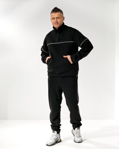 Чоловічий чорний костюм з тринитки на флісі №259568