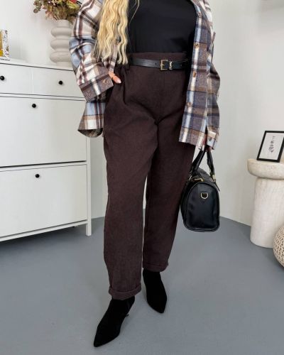 Брюки baggy вельвет шоколад №259667