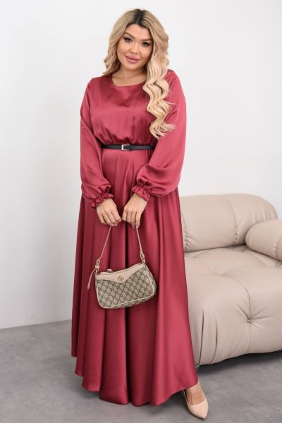 Довга сукня бордо з шовку №260029