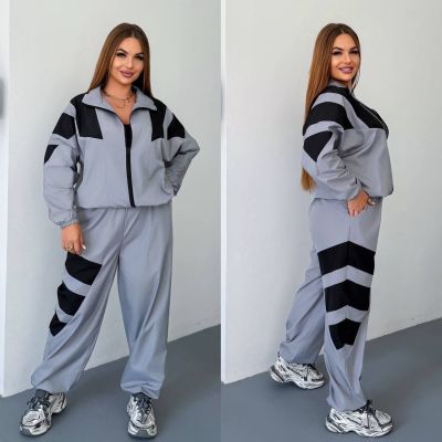 Костюм з плащівки сірий №258139