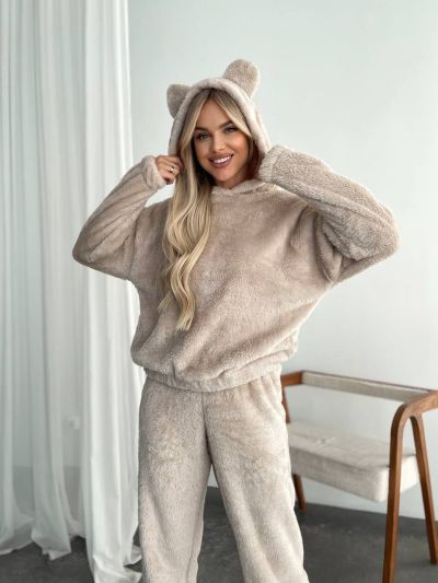 Домашній теплий костюм бежевий №259382