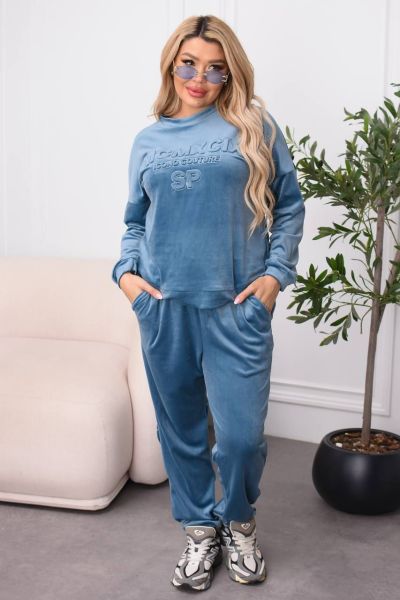 Костюм з велюру блакитний №259276