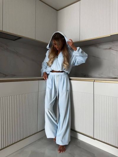 Мʼякий велюровий костюм блакитний №258748