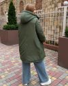 Подовжена жіноча куртка хакі №258249 — фото 6