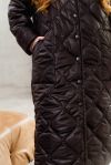 Довга стьобана куртка чорна №259983 — фото 2