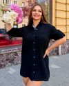 Легка літня сукня сорочка з мусліну чорна ВЧ №916 — фото 9
