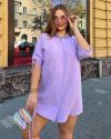 Легка літня сукня сорочка з мусліну лавандова ВЧ №916 — фото 8