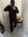 Чоловічий теплий костюм тринитка пеньє на флісі чорний №259435 — фото 3