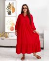 Сукня великого розміру з крепжатки червоний ZZ №8204 — фото 1
