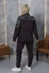 Шоколадний велюровий костюм +паетка на велюрі №260075 — фото 9