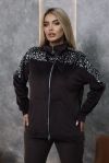 Шоколадний велюровий костюм +паетка на велюрі №260075 — фото 7