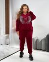 Стильний бордовий жіночий костюм із велюру №259951 — фото 1